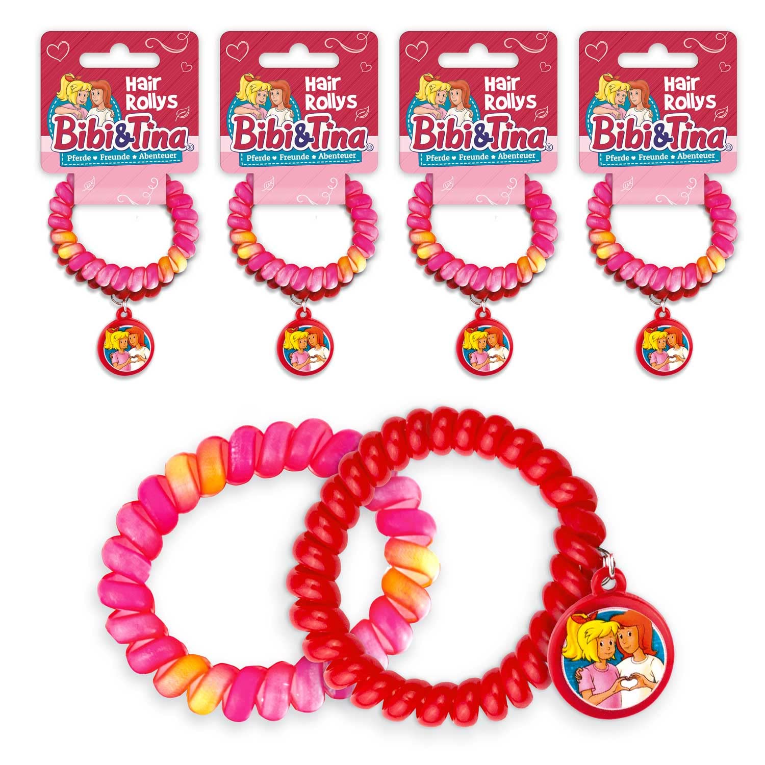 Craze Spirals Bibi & Tina 4 x Set of 2 Children's Bracelet Bangle Hair Clip Children's Jewellery 12949