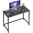 VASAGLE Computer Desk, Gaming Desk, Home Office Desk, for Small Spaces, 19.7 x 39.4 x 29.9 Inches, Industrial Style, Metal Frame, Black with Wood Grain ULWD041B56