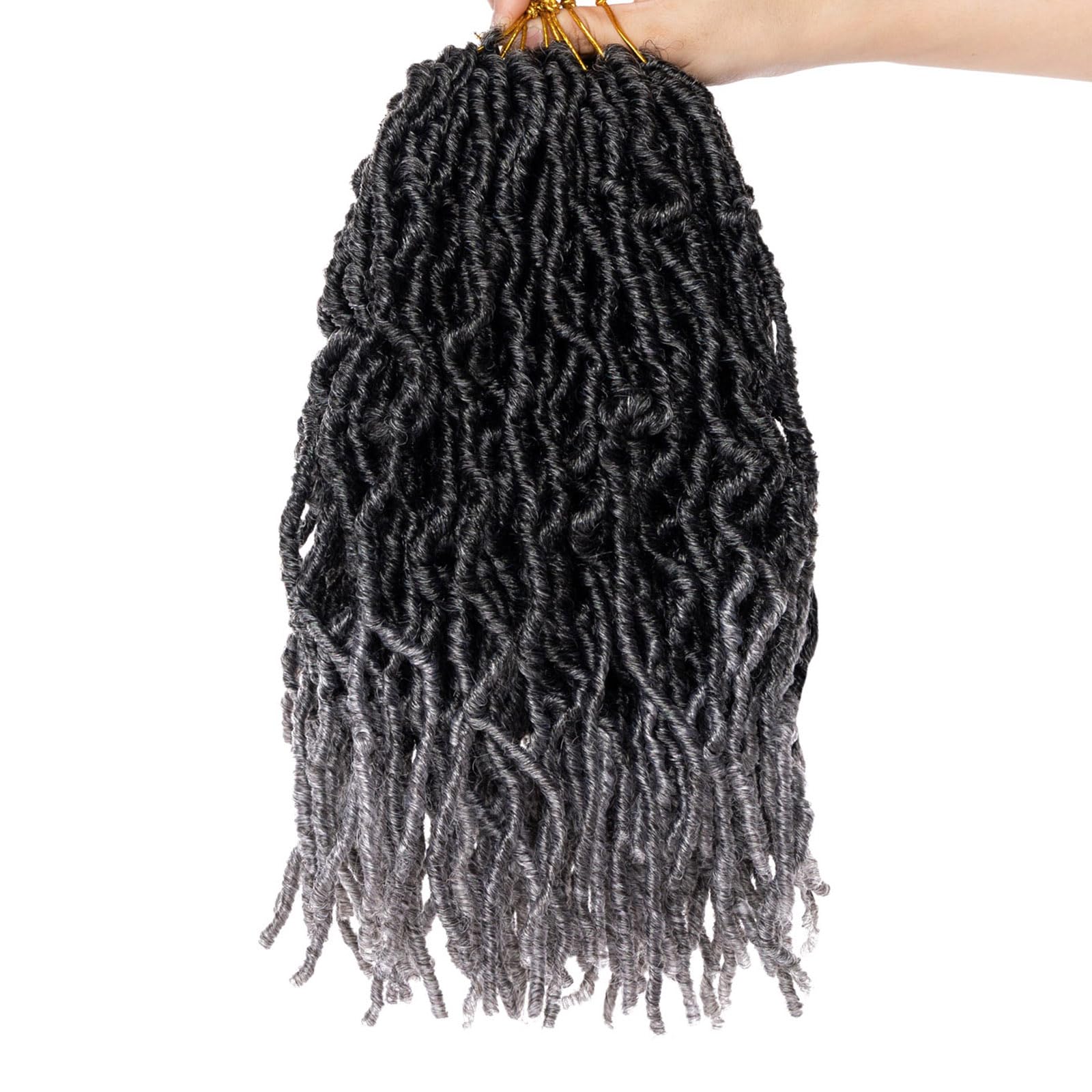 Samtress Faux Locs Crochet Hair Soft Locs 12 Inch Goddess Locs Crochet Hair 6 Packs Ombre Grey Pre-looped New Faux Locs Crochet Braids Synthetic Curly Soft Locs Braiding Hair for Women (#Tgrey) — image 1