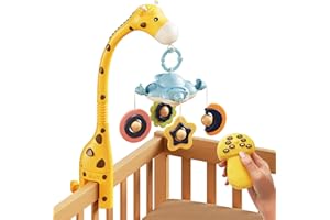 TUMAMA Baby Crib Mobile,3 in 1 Crib Toys with Remote Control,Projection Night Light, Music and White Noise, Mute Spin Motor Nursery Sensory Toys for Infant 0 3 6 9 Month Newborn Xmas Gift