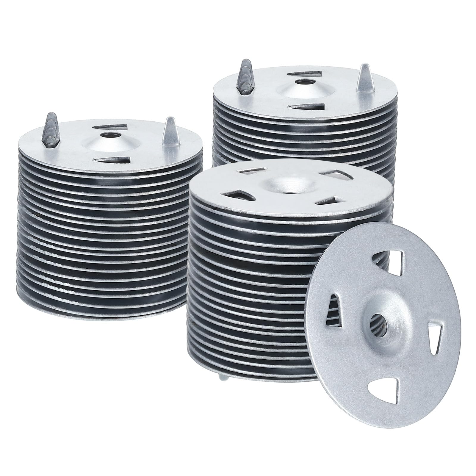 PATIKIL 41mm Insulation Washers, 150pcs Metal Insulation Washers Perforated Washers Galvanized Steel 1-3/5in for Foam Insulation Board Fixing Fastening Installation Wall Ceiling