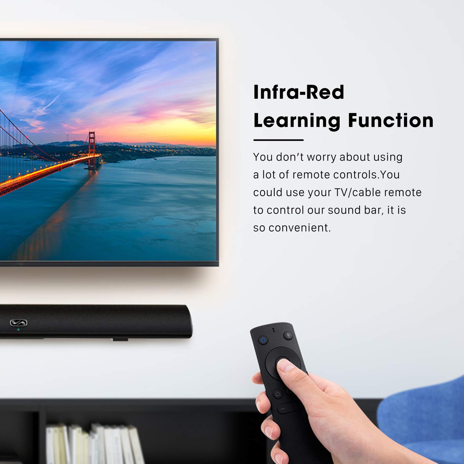 Soundbar, MEGACRA TV Sound Bar with Dual Bass Ports Wired and Wireless Bluetooth Home Theater System (28 Inch, Enhanced Bass Technology, 3-Inch Drivers, Bass Treble Adjustable, IR Learning Remote, DSP