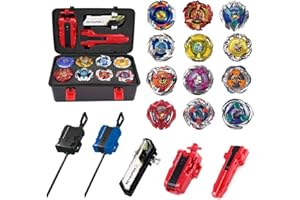 MUSTYBELT Bey Battling Top Burst Gyros Toy Set Toy Gift for Children Boys Ages 6 8 10 12+ Combat Battling Game 12 Burst Spinning Tops 3 Two Way Launchers Grip Starter