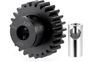 BRKRC Steel 32P 5mm Pinion Gear 25T 26T 28T 29T 30T 31T 32T 33T 34T 35T 36T 37T 38T Motor Gears for 1/10 1/8 RC Car Parts (25T)