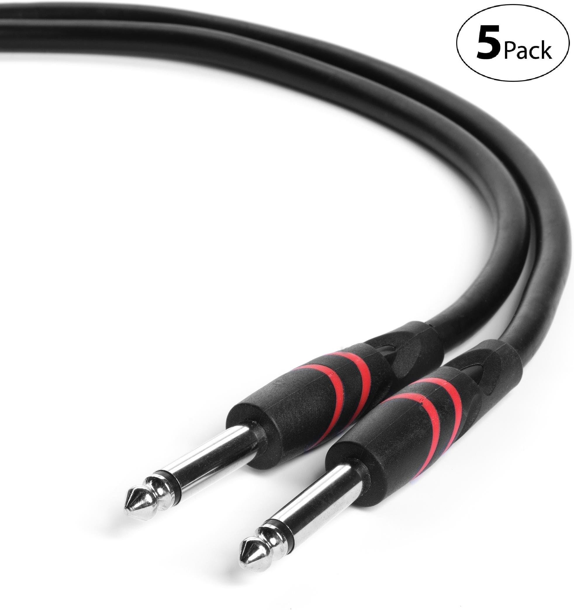 Aurum Cables - Pro Series Instrument - Mono Cable - (6 Feet) - 5 Pack
