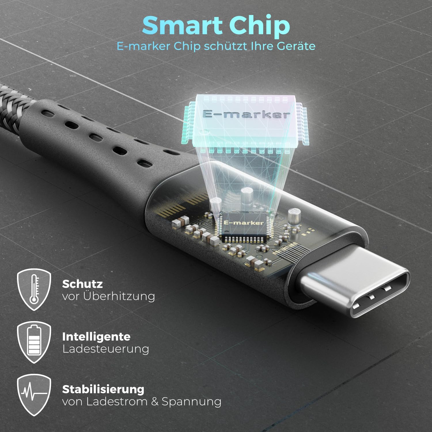 deleyCON 1,5m USB C Kabel PD3.0 (100W Schnellladekabel + Datenkabel 5 Gbit/s) Ladekabel USB-C auf USB-C für iPhone 17 16 15 Pro Max Air Galaxy S25 S24 S23 Pixel iPad Pro MacBook Air Tablets Switch PS5 7