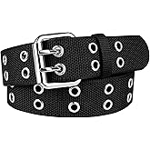 Drizzte Double Grommet Belt Plus Size 39 to 71'' Nylon Prong Belts for Women Men