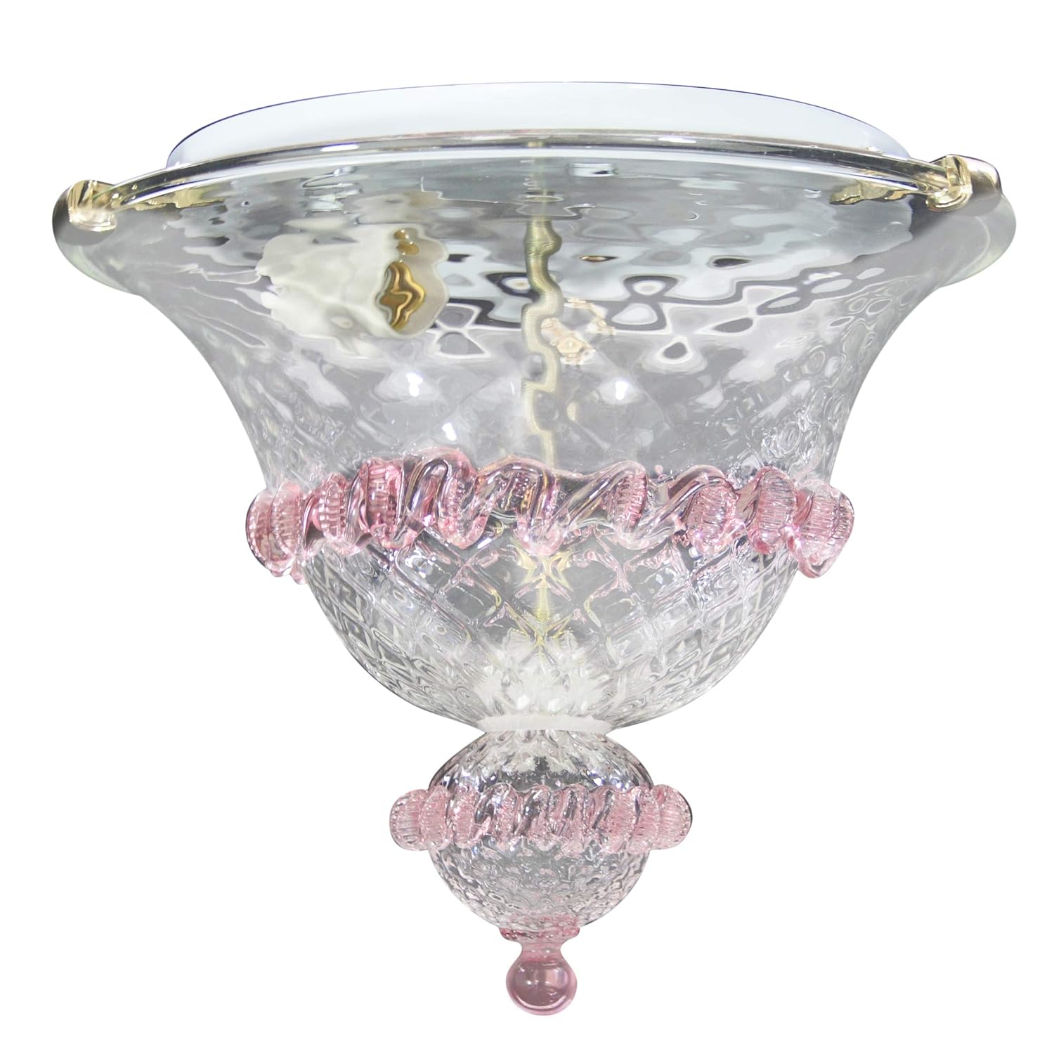 Ceiling Light Murano Glass Transparent With Pink Details Amazon