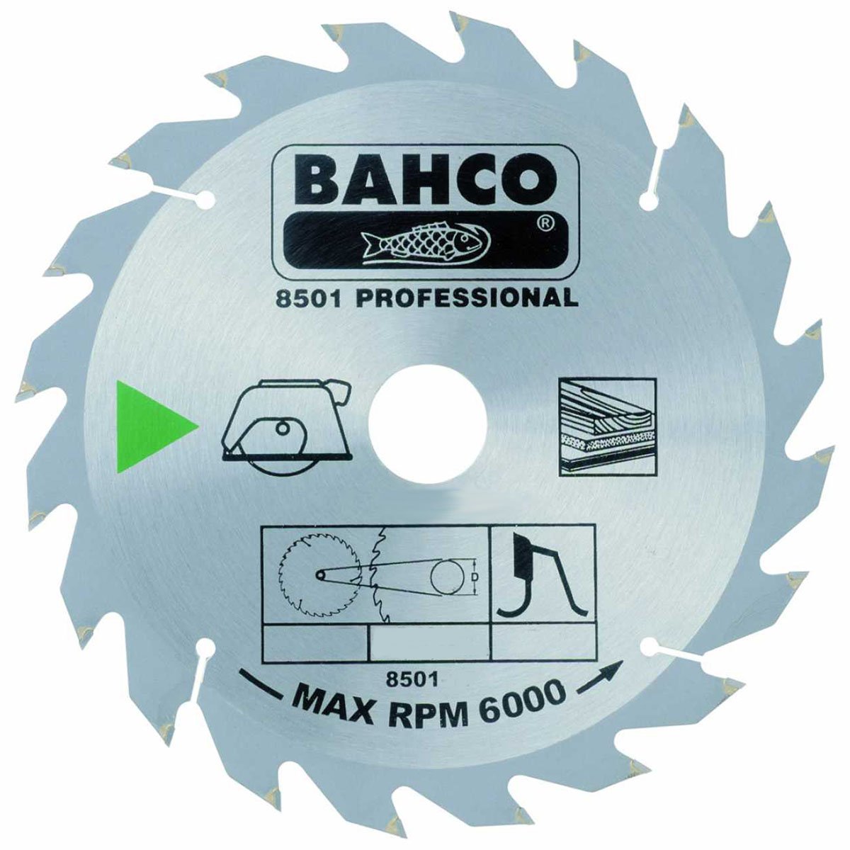 Bahco 8501-2 Circular Saw Blade with 16 Teeth for Wood, 0 V, Silver, 125 mm
