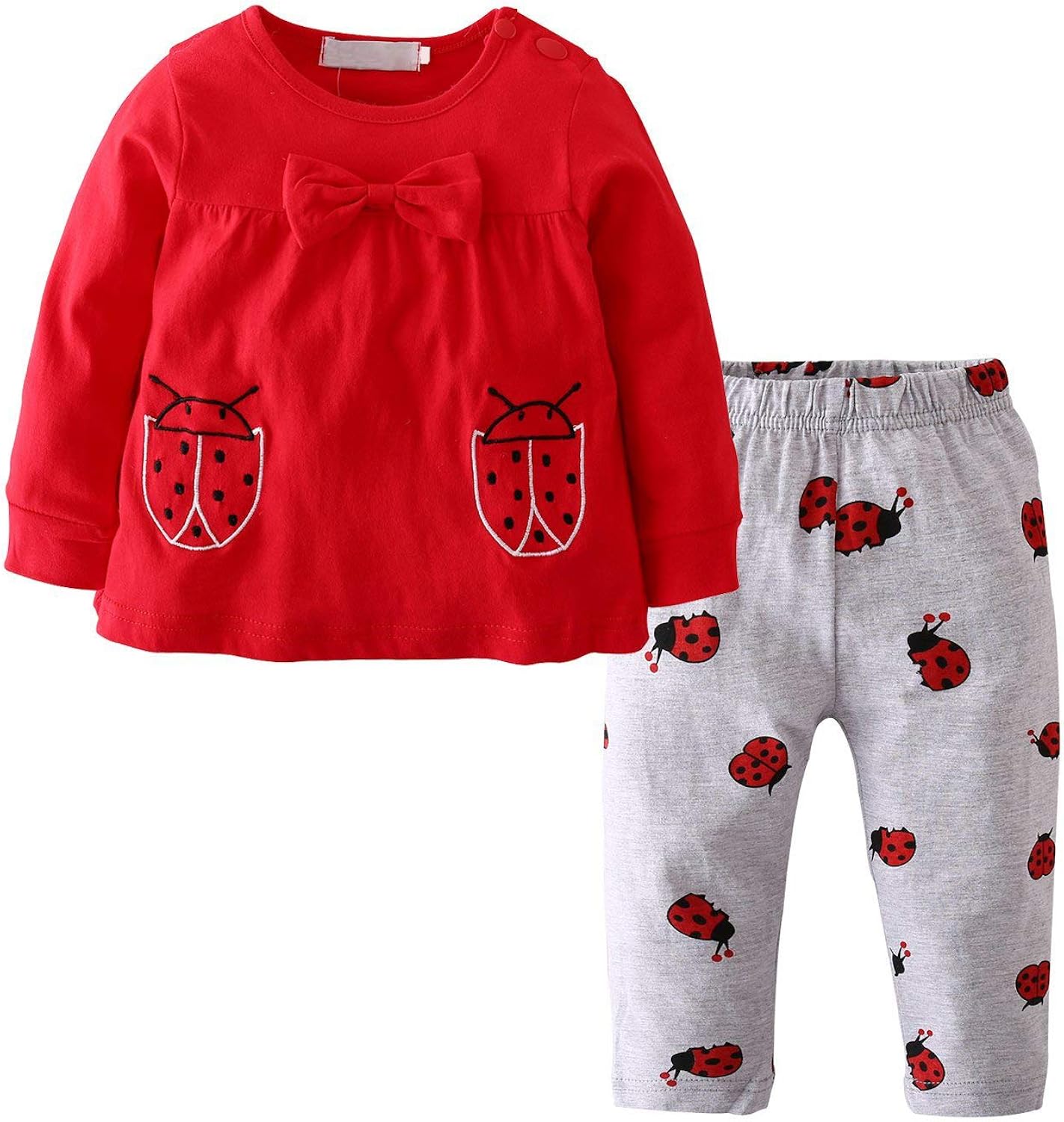 Baby Girl Clothes Clothing Sets Ladybug Printed Long