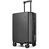 Hulsin Carry on Luggage 22x14x9 Airline Approved, 20 Inch Carry-on Suitcase, Hard Shell Luggage with Spinner Wheels, Hardside Small Rolling Suitcase with TSA Lock for Travel (Black, 20 Inch)