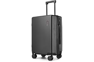 Hulsin Carry on Luggage 22x14x9 Airline Approved, 20 Inch Carry-on Suitcase, Hard Shell Luggage with Spinner Wheels, Hardside Small Rolling Suitcase with TSA Lock for Travel (Black, 20 Inch)
