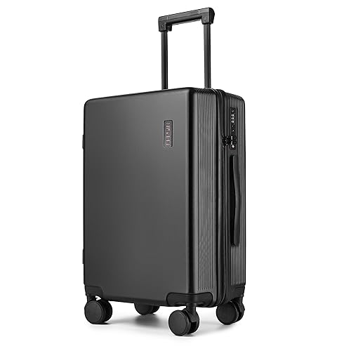 Hulsin Carry on Luggage 22x14x9 Airline Approved, 20 Inch Carry-on Suitcase, Hard Shell Luggage with Spinner Wheels, Hardside Small Rolling Suitcase with TSA Lock for Travel (Black, 20-Inch)
