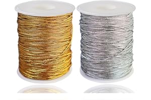 Ewparts 656 feet Christmas Metallic Ornament String Gift Wrapping Twine String Metallic Cord Gold Bakers Twine Glitter Gold S