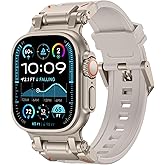 FULLIFE Designed for Apple Watch Band Apple Watch Ultra 3/2/1 49mm for Men, Silicone Rubber Bands with Metal Connector for Apple Watch Series 11/10 46mm, 9/8/7 45mm, SE2/SE 6/5/4 44mm, 3/2/1 42mm