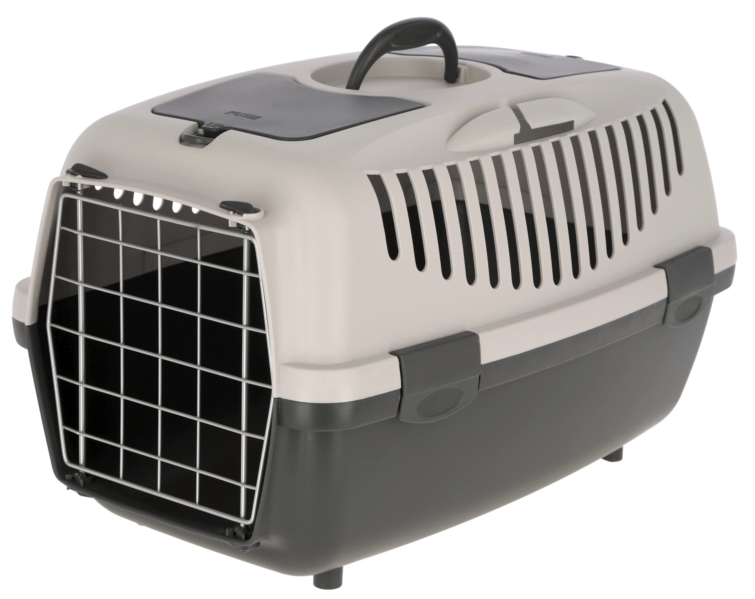 Kerbl Gulliver Transport Box – Box for Cats/Small Animals, with Metal Door and Facility for Car Safety Belt, Colour Light Grey/Dark Grey)