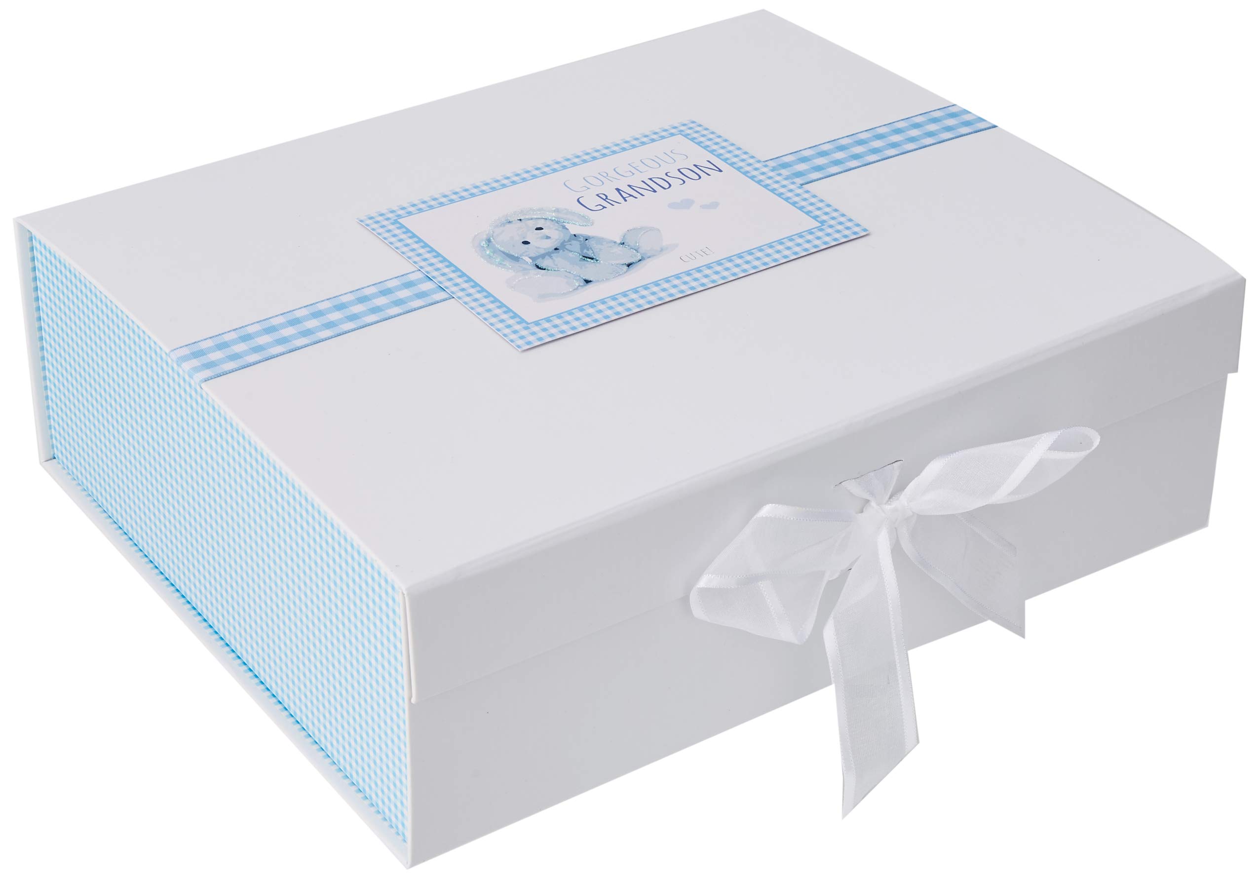 White Cotton Cards Blue 'Gorgeous Grandson' Keepsake Box (NRB17X), of