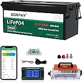 OGRPHY 48 Volt Lithium Battery for Golf Cart with 18A Charger, 48V Lithium Battery with 200A BMS, LCD & Mobile Monitor, 5.12k