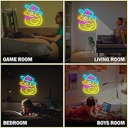 JanHune Duck Neon Sign Cowboy Hat Duck Neon Lights