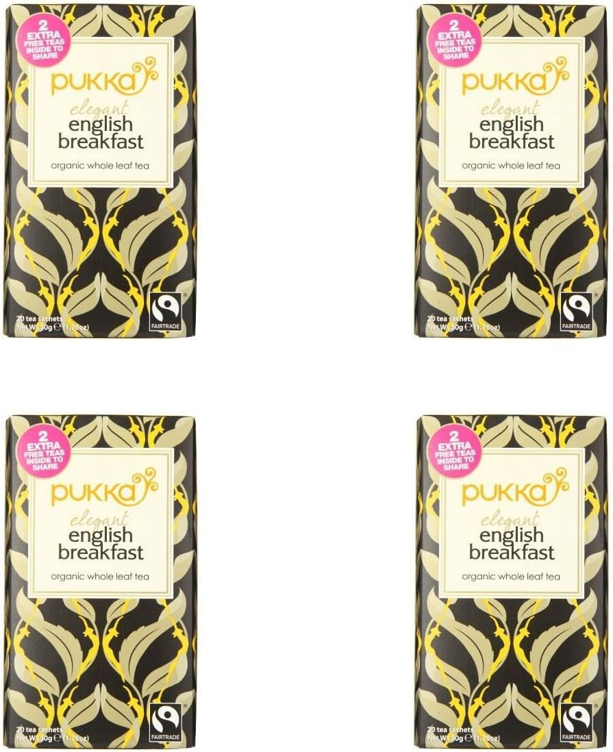 (4 PACK) - Pukka Elegant English Breakfast| 20 Bags |4 PACK - SUPER SAVER - SAVE MONEY