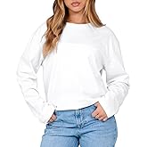 Mousnipy Women's Long Sleeve Crewneck Oversized T Shirts Y2K Loose Fit Casual Tee Tops