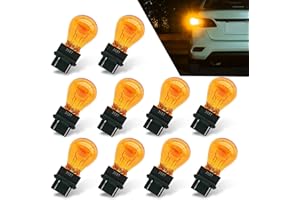 dawfall 10 PCS Car Instrument Light Bulb, 3157 Car Brake Light Bulb, 12V 21/5W Quartz Glass Miniature Mini, Suitable for Most Cars, Trucks and Vans (Amber)