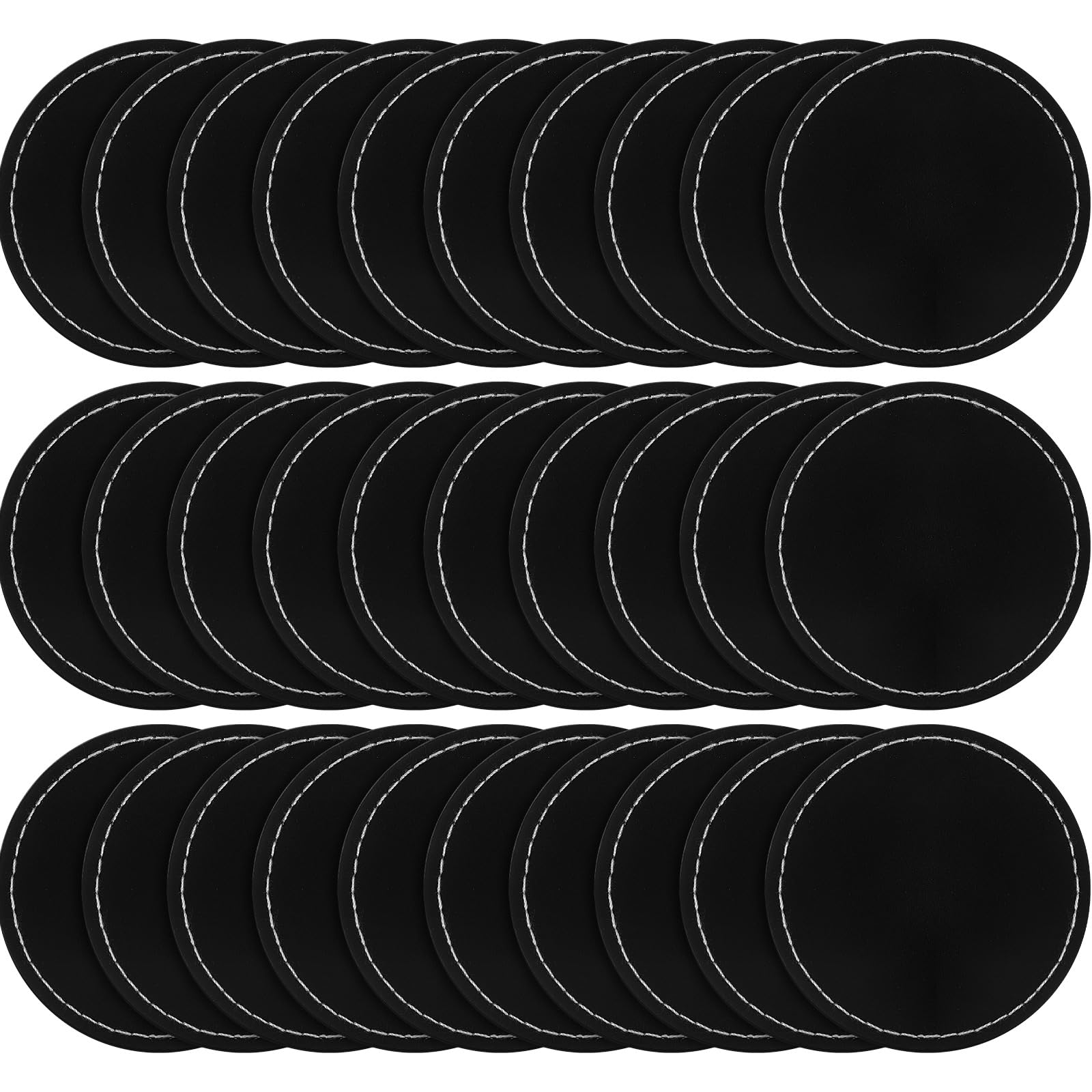 Photo 1 of Dunzy 30 Pcs Blank Leather Hat Patches with Adhesive Round Laserable Leatherette Patch Faux Leather Patches Glowforge Laser Supplies for Hats, Jackets, Backpacks (Black)