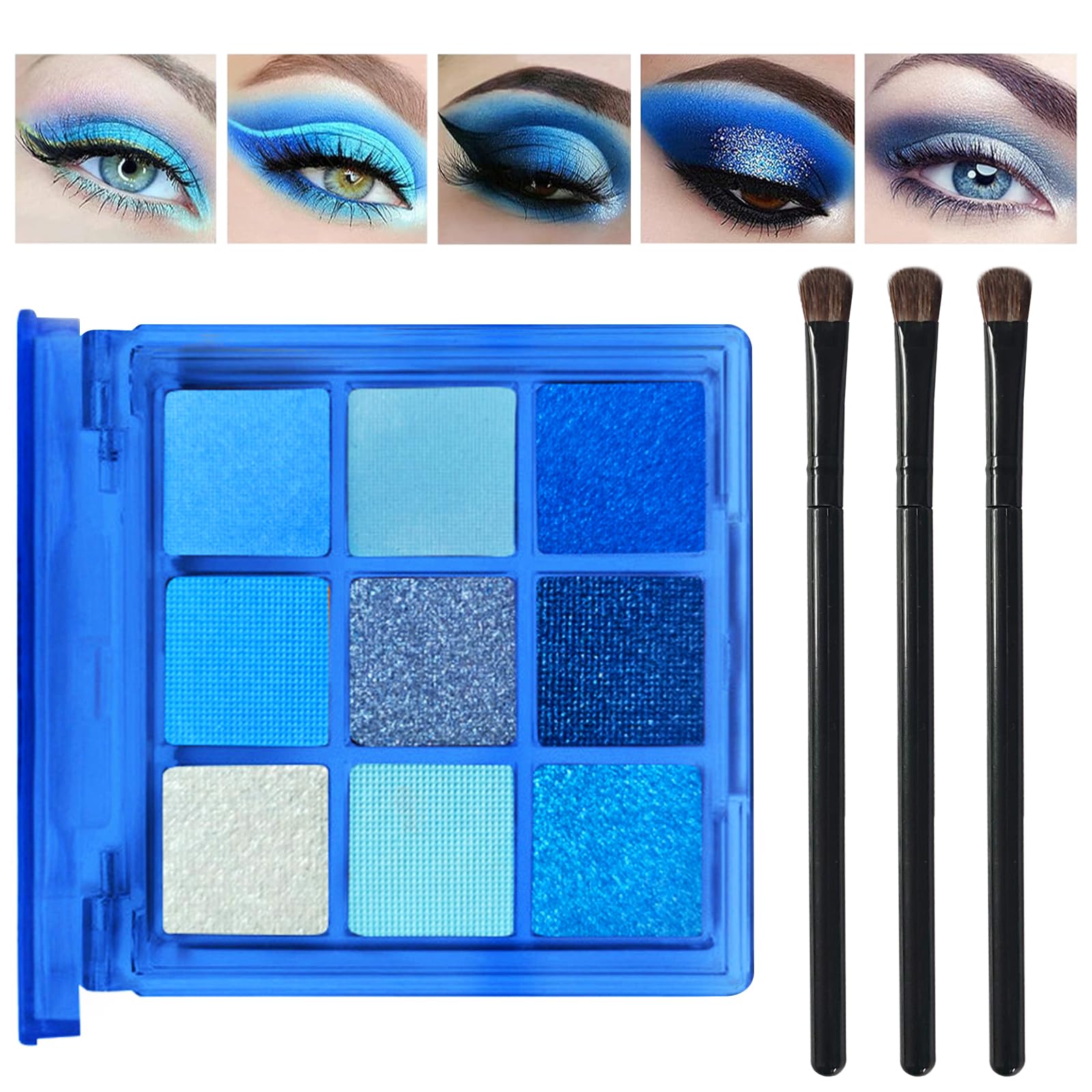 Leogony Blue Eyeshadow Palette, Matte Eye Shadows Pallets Women, Glitter Eye Shadow Palettes for Makeup