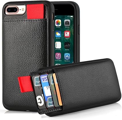 amazon com iphone 7 plus wallet case iphone 8 plus wallet case lameeku protective iphone 8 plus card holder case with credit card slot leather cover for apple iphone 7 plus 8 plus 5 5 black