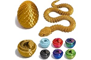 RQPQBO 12'' 3D Printed Snake with Egg 3D Snake Figure in Easter Eggs Articulated Snake Executive Desk Toys Fidget Toys 3D Animals Collectibles for Adults and Kids (M)
