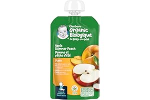 NESTLE GERBER NESTLE GERBER Organic Puree, Apple & Summer Peach, 128ml Pouch
