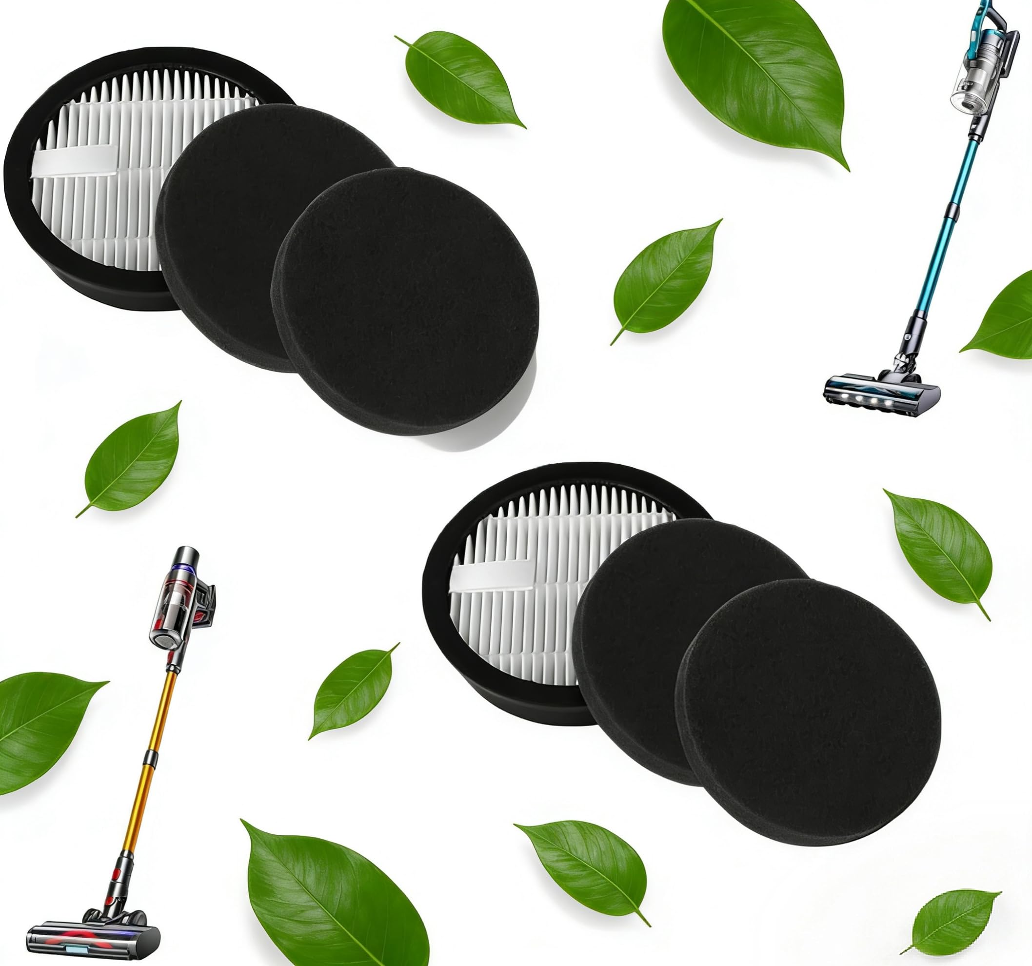 Photo 1 of 2 Pack HEPA Vacuum Replacement Filters for AFNOP Acevac11 Cordless Vacuum, Includes 4 Pre-Filter Sponge Sets