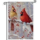 Cardinal Pine Twigs Berry Winter Garden Flag 12x18 Inch Double Sided,Snowflakes Trees Christams Farmhouse Small Burlap Seasonal Holiday Yard Outdoor Decor Bird6