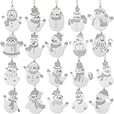 MorningRo 20 Pcs Winter Snowman Hanging Ornaments Metal Tree Ornaments Winter Snowman Hanging Decoration Rustic Farmhouse Tree Decorations for Holiday Celebrations