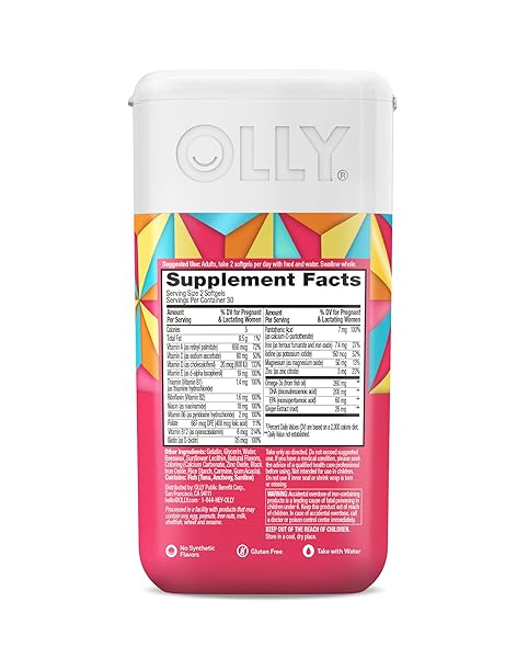 OLLY ULTRA STRENGTH PRENATAL MULTIVITAMIN SOFTGELS, SUPPORTS HEALTHY GROWTH, BRAIN DEVELOPMENT, IRON, FOLIC ACID, DHA, VITAMINS C, E, 30 DAY SUPPLY-60 COUNT