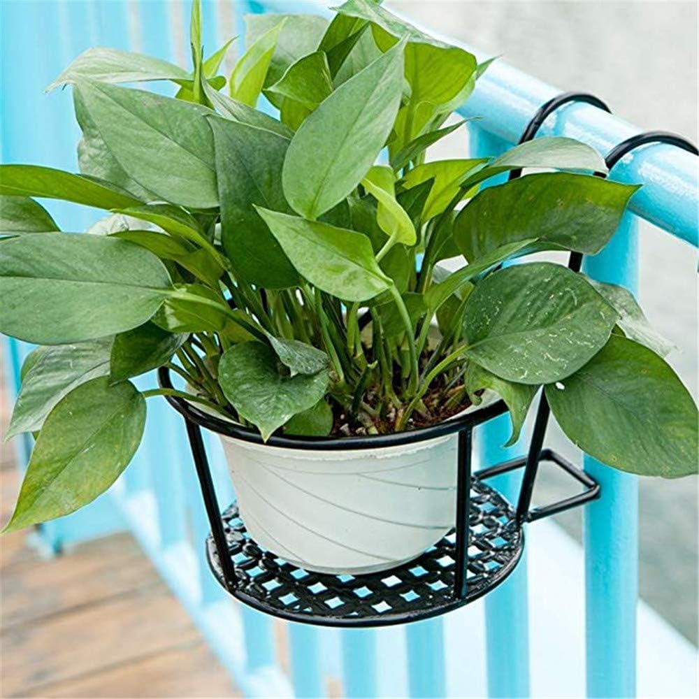 Xinrangxin 2 Sets of Wrought Iron Wall-Mounted Flower Stand, Balcony Hanging Flower Stand, Railing Potted Plant Stand, Very Suitable for Terrace Balcony Porch Or Fence, Creative Flower Pot Rack,Black