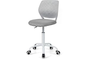 Costzon Kids Desk Chair, Armless Height Adjustable Kids Computer Chair w/Elastic Sponge Filling, Ergonomic Backrest & Stable 