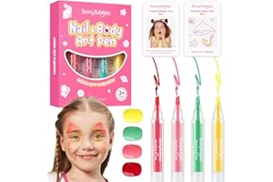 BUNNY BUBBLES Kids Makeup Kit Washable Face Paint Kit, Girls Makeup Kits for Ages 4-12 Years, Body Face Marker Painting Pens Tattoos for Skin Temporary Toys Craft Kit, Toddler Toy Make Up Cosmetic Winter Gift