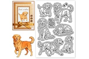 CONCHLERY Golden Retriever Clear Stamps Realistic Animals Silicone Stamp Seal Pets Transparent Stamps for DIY Scrapbooking an