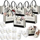 Riyiper 16 Pcs Bridesmaid Gift Tote Bags and Wedding Slippers Will You Be My Bridesmaid Proposal Reusable Makeup Canvas Grocery Bags for Bridal Shower Bachelorette Party Favors