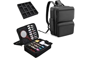Yueieoun Barber Bag with Detachable Tray, 16.8-in Travel Backpack for Clippers and Supplies, Large Capacity Hairdresser Bag with Adjustable Dividers for Hair Cutting Tools