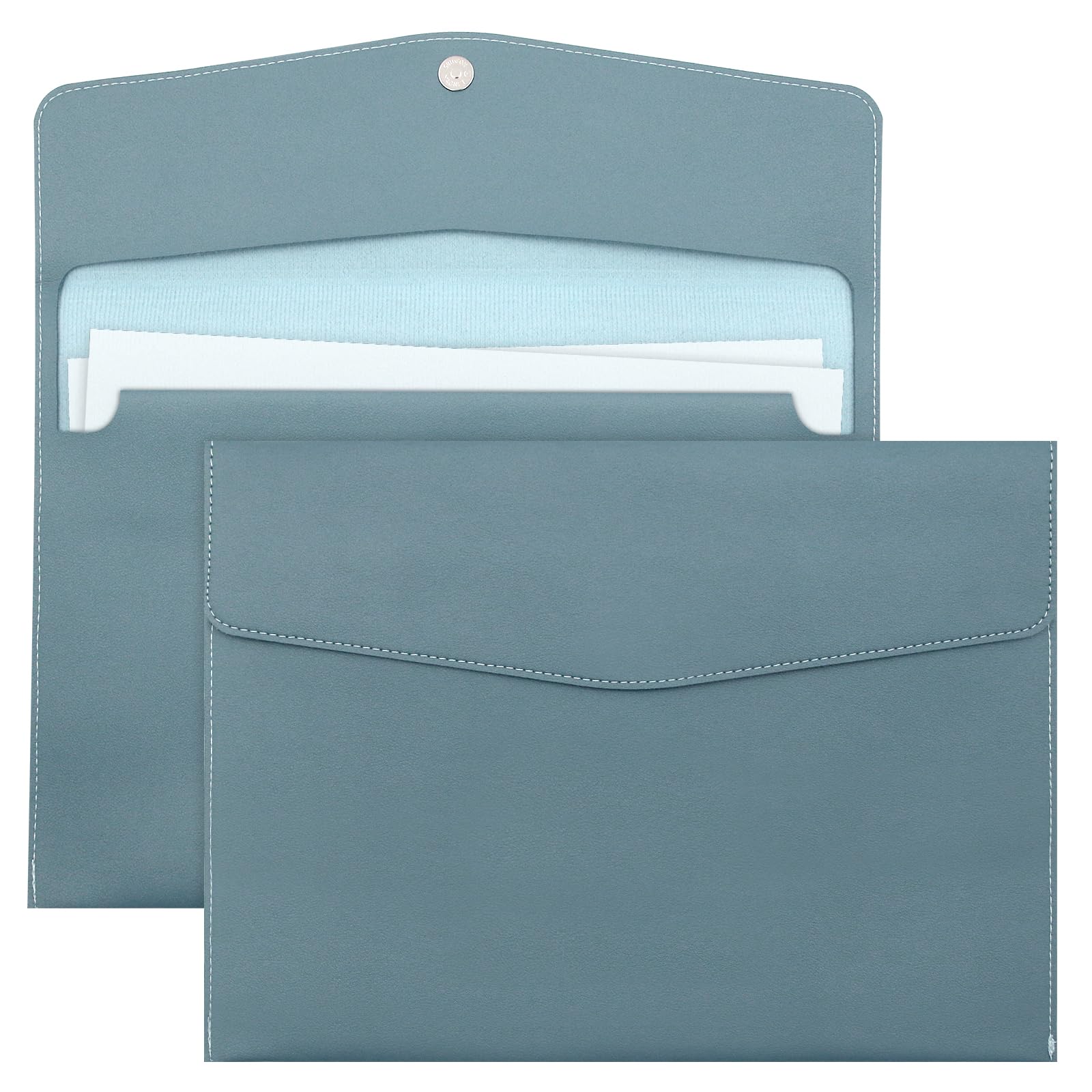 Document File Folder, New Soft Leather A4 Pocket Envelope Folder Wallets,Waterproof Soft Leather A4 Envelope Expanding File Organizer Portfolio Storage,File Organizer (Blue)