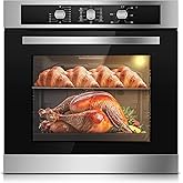 Zomagas 24 Inch Single Wall Oven 2.8 Cu.Ft 3220W Electric | Mechanical knob control, 9 functions, 360 rotisserie, triple glass door, enamel cavity, for restaurant