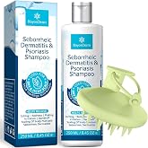Roycederm Psoriasis Shampoo with Scalp Massager Brush Bundle - Scalp Psoriasis &amp; Seborrheic Dermatitis Treatment, Dry Itchy Scalp Treatment Scalp Care, Itchy Relief &amp; Deep Cleansing