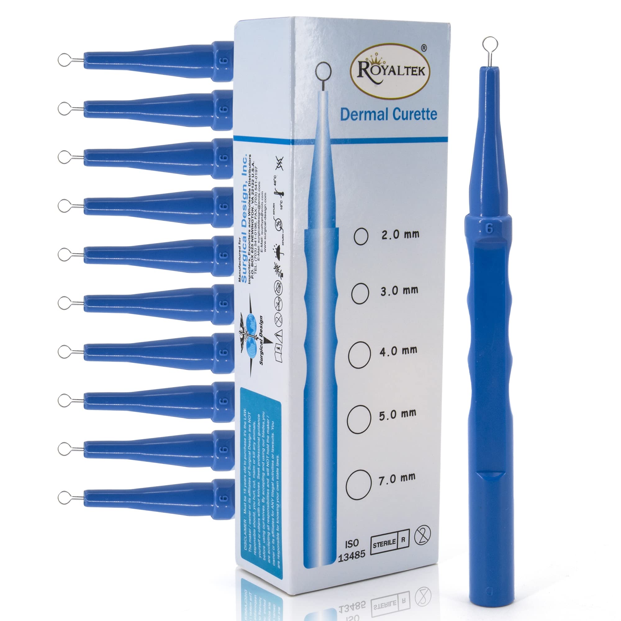 Photo 1 of Sterile Disposable Dermal Curettes, Easy Peel Packing - Box of 10 (3.00 mm)