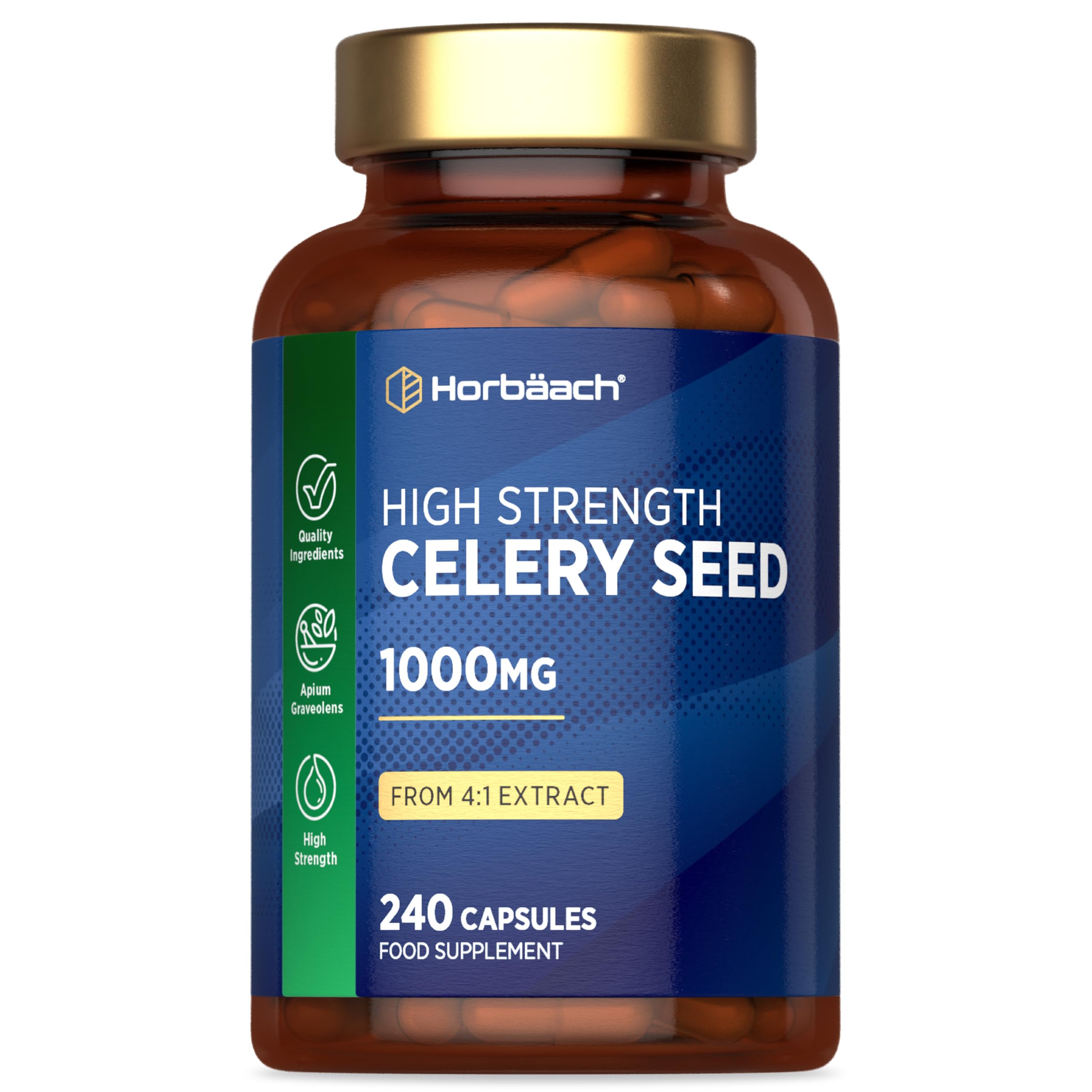 Celery Seed Extract Capsules 1000mg | 240 Count | Apium Graveolens Supplement | by Horbaach