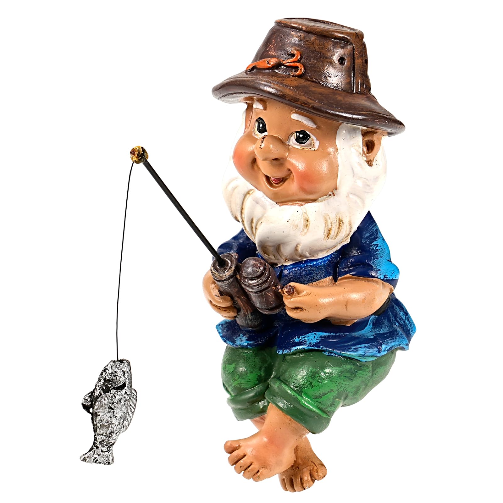 Fishing Gnome Garden Ornaments - Resin Dwarf Sculpture Decor, Pond Ornaments, Garden Gnomes Statue, Gifts for Home, Lawn, Balcony, Porch, Patio, Indoor, Outdoor Decorations