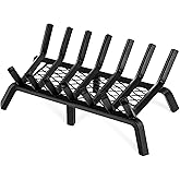 INNO STAGE 24 Inch Fireplace Grate with Ember Retainer | Solid Wrought Iron Structure, Fits Hearth, Wood Stove, Ideal for Home Indoor Use and Backyard Camping