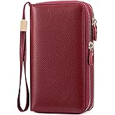 SENDEFN Leather Women Wallet RFID Blocking Zipper Around Phone Holder Clutch Wristlet Large Capacity