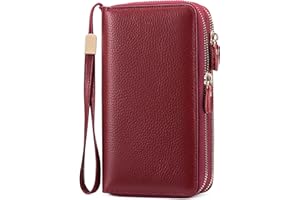 SENDEFN Leather Women Wallet RFID Blocking Zipper Around Phone Holder Clutch Wristlet Large Capacity